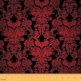Erosebridal Red Ombre Damask Fabric for Adult Girls Women,Gothic Victorian Style Fabric by The Yard,Medallion Design Upholstery Fabrics,Bohemian Exotic Decorative Fabrics for Quilting Sewing,1 Yard