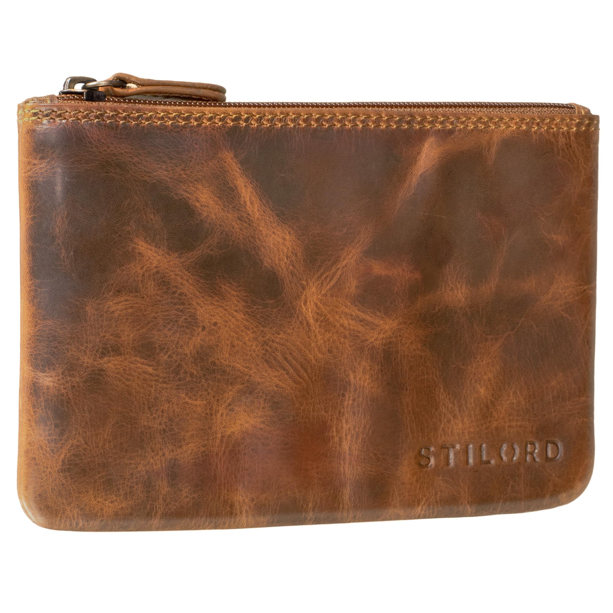 STILORD "Barry" Vintage Leather Pouch Case for Pencil Cosmetic Money Glasses Keys Small Organizer in Genuine Leather Colour:Kara - Cognac — image 1