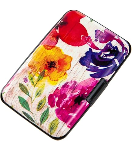 Monarque Armored Wallet Credit Card Case with RFID Data Theft Protection (O'Keefe - Red Canna)