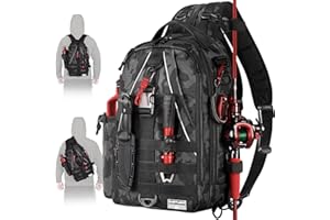 Ghosthorn Fishing Backpack Tackle Sling Bag - Fishing Backpack with Rod Holder - Tackle Box Fly Fishing Gifts for Men Women