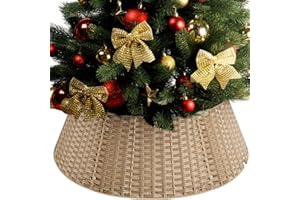 Christmas Tree Collar, 28" Hand-Woven Hyacinth Xmas Tree Collar for Artificial Trees, Rattan-Effect Christmas Tree Stand Base
