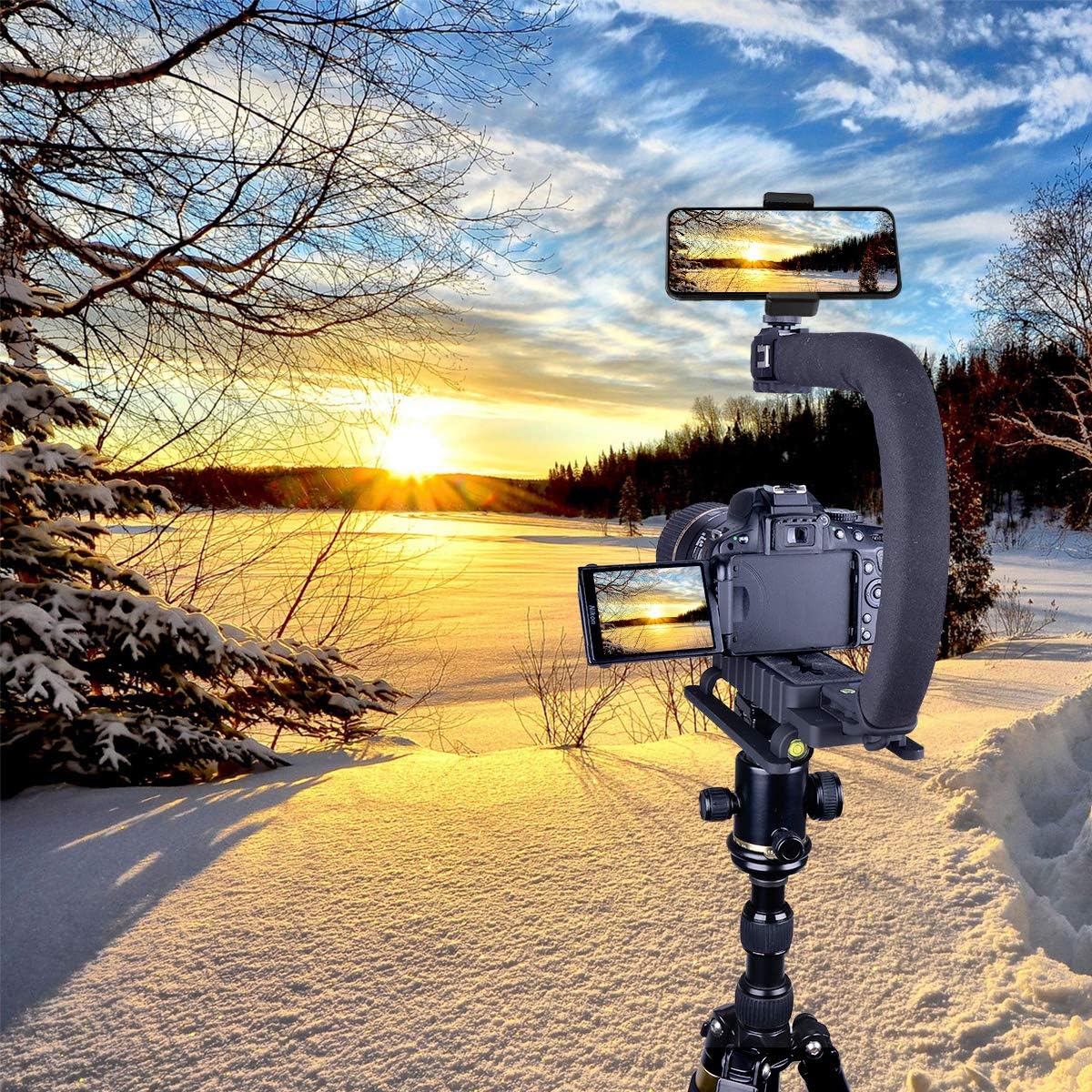 3-Shoe DSLR/Mirrorless/Action Camera Camcorder Phone Stabilizer Expansion Cage Mount Moviemaking Holder Rig Youtube Tiktok Vlogging Video Kit Compatible with GoPro Canon Nikon Sony iPhone Android - Image 4