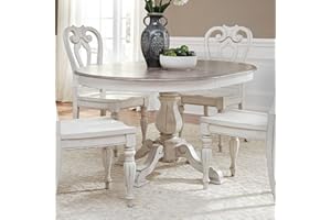 LIBERTY FURNITURE INDUSTRIES, INC. Liberty Furniture Magnolia Manor Expandable Round Pedestal Dining Table - Antique White & Weathered Bark W42 x D60 x H30