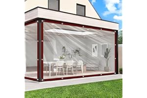 ZOZIJIU Clear Tarp - Heavy Duty Waterproof 8x10ft Clear Plastic Tarp with Grommets Transparent Vinyl Tarps Outdoor Garden Rainproof Tarpaulin for Greenhouse Plant Patio Roofs Porch Chicken Coop