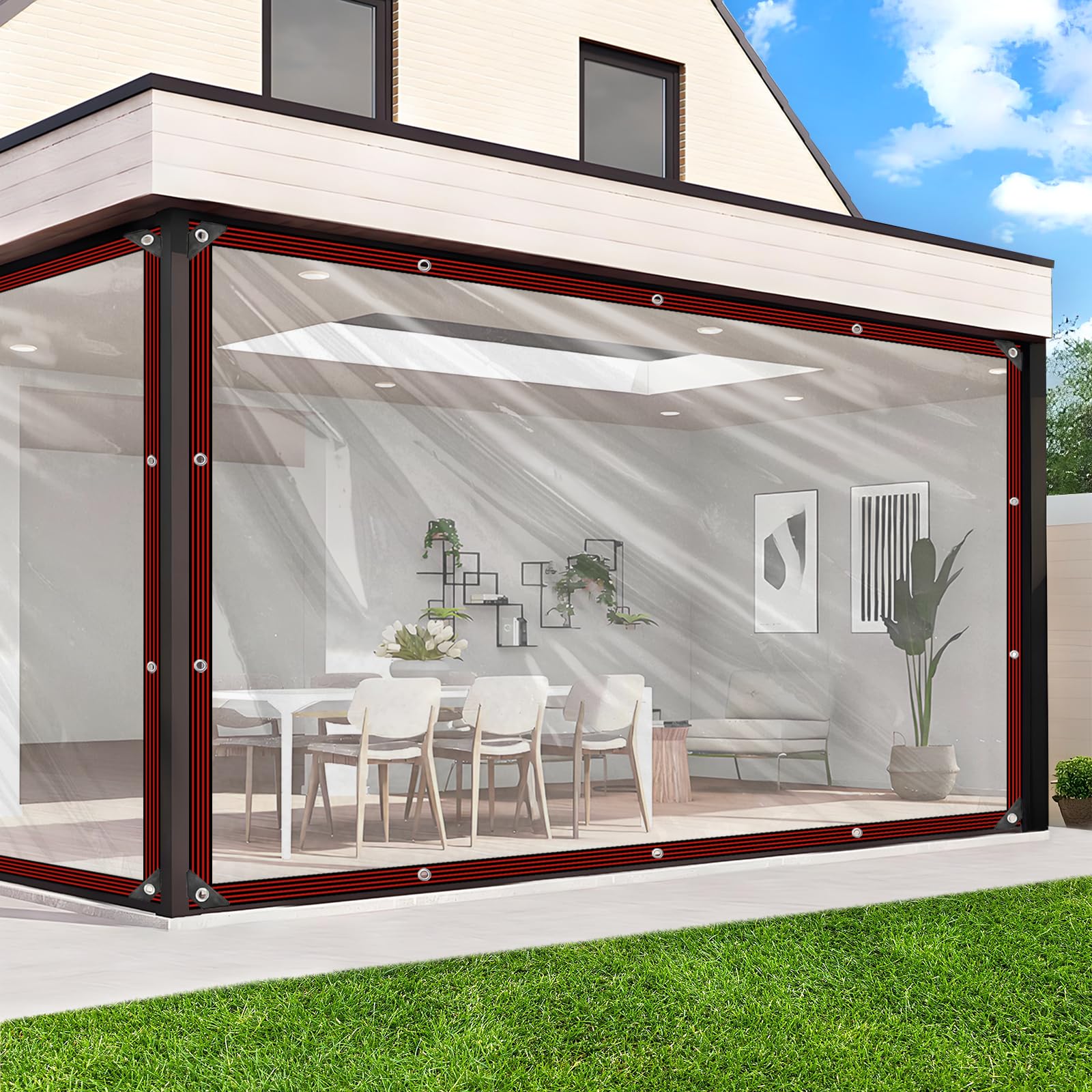 Photo 1 of Clear Tarp - Heavy Duty Waterproof 7x9ft Clear Plastic Tarp with Grommets Transparent Vinyl Tarps Outdoor Garden Rainproof Tarpaulin for Greenhouse Plant Patio Roofs Porch Chicken Coop