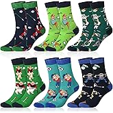 Haysandy 6 Pairs Funny Angry Golfer Socks Novelty Crew Socks Gifts for Women Men Ideas Family Friends Funny Hide and Seek Gifts