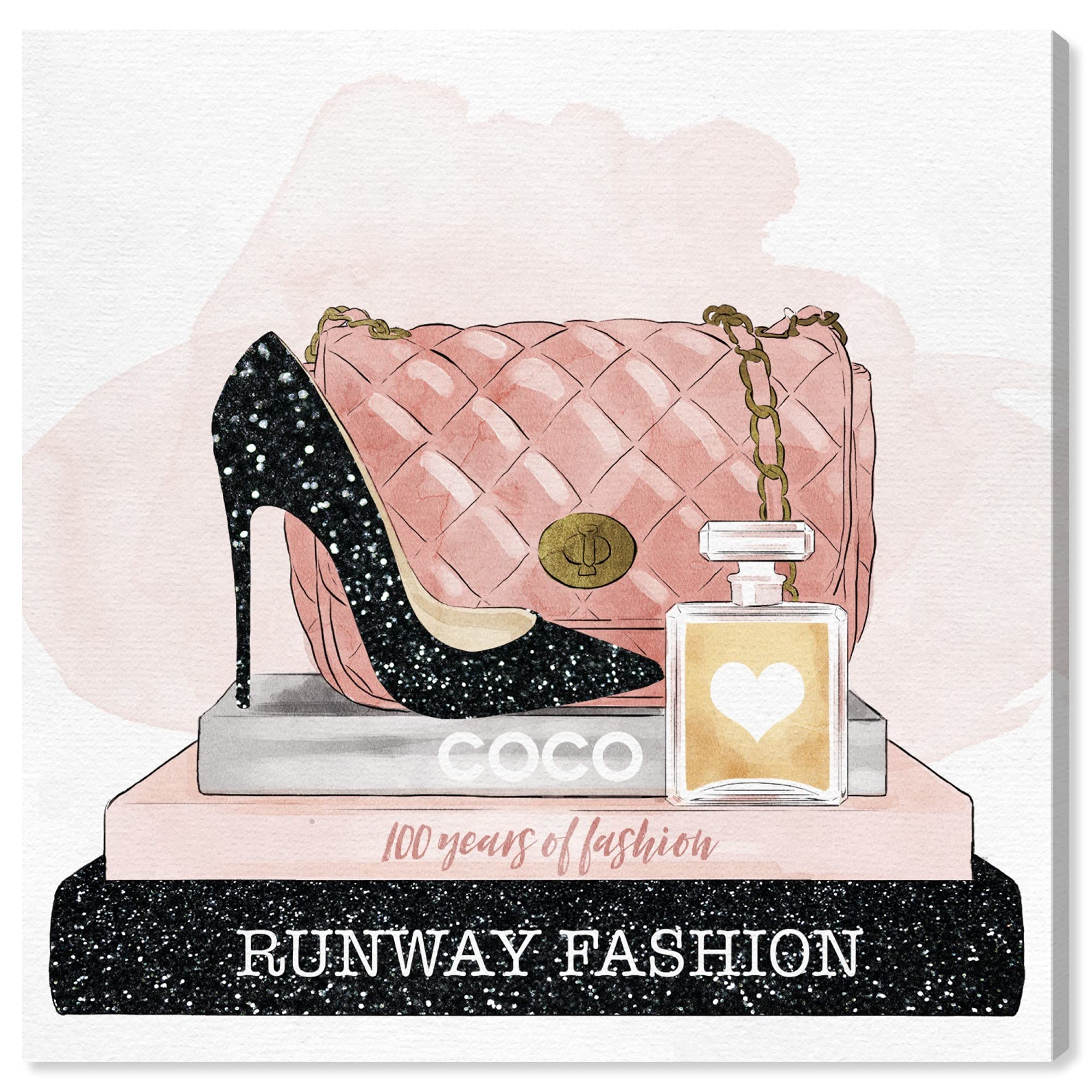 Photo 1 of The Oliver Gal Artist Co. Fashion and Glam Wall Art Canvas Prints Accessories and Books Black Glitter Home Décor, 30" x 30", Stretched