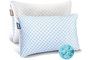 Chainvio Cooling Pillow, Shredded Memory Foam Pillows Queen Size Set of 2, Gel Infused Cool Pillow, Adjustable Cooling Pillow
