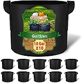 Gardzen 10-Pack 10 Gallon Grow Bags, 300G Thickened Aeration Fabric Pots with Handles, Heavy Duty Cloth Pots for Plants