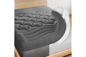 HOMRELEXA Dual Layer 4 Inch Bamboo Memory Foam Mattress Topper Queen Size, 2 Inch Thick Soft Quilted Pillow Top Cover Plus 2 Inch Charcoal Gel Memory Foam Mattress Pad for Back Pain Relief