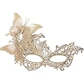 Zinniday Lace Masquerade Mask for Women - Glitter Butterfly Eyemask Elf Fairy Masks for Couples Halloween Renaissance
