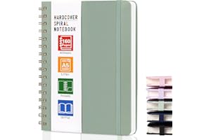 LABUK Spiral Notebook for Women, A5 Spiral Journal Notebooks, 160Pages Lined Hardcover Journaling for Work, 5.5 x 8in Journals for Writing, Light Green