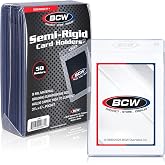 BCW Semi-Rigid Card Holder for Standard Cards Up to 35 PT, Size 1, 50 Ct | Crystal-clear PVC, mailing support, grading-service shipping, sleeved or unsleeved use, sports and TCG collectors
