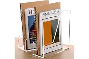 SANRUI 2-Pack Acrylic Magazine File Holder for Desk Organizer，Clear Magazine Rack ，Folder Holder，Individually Vertical 1 Spac