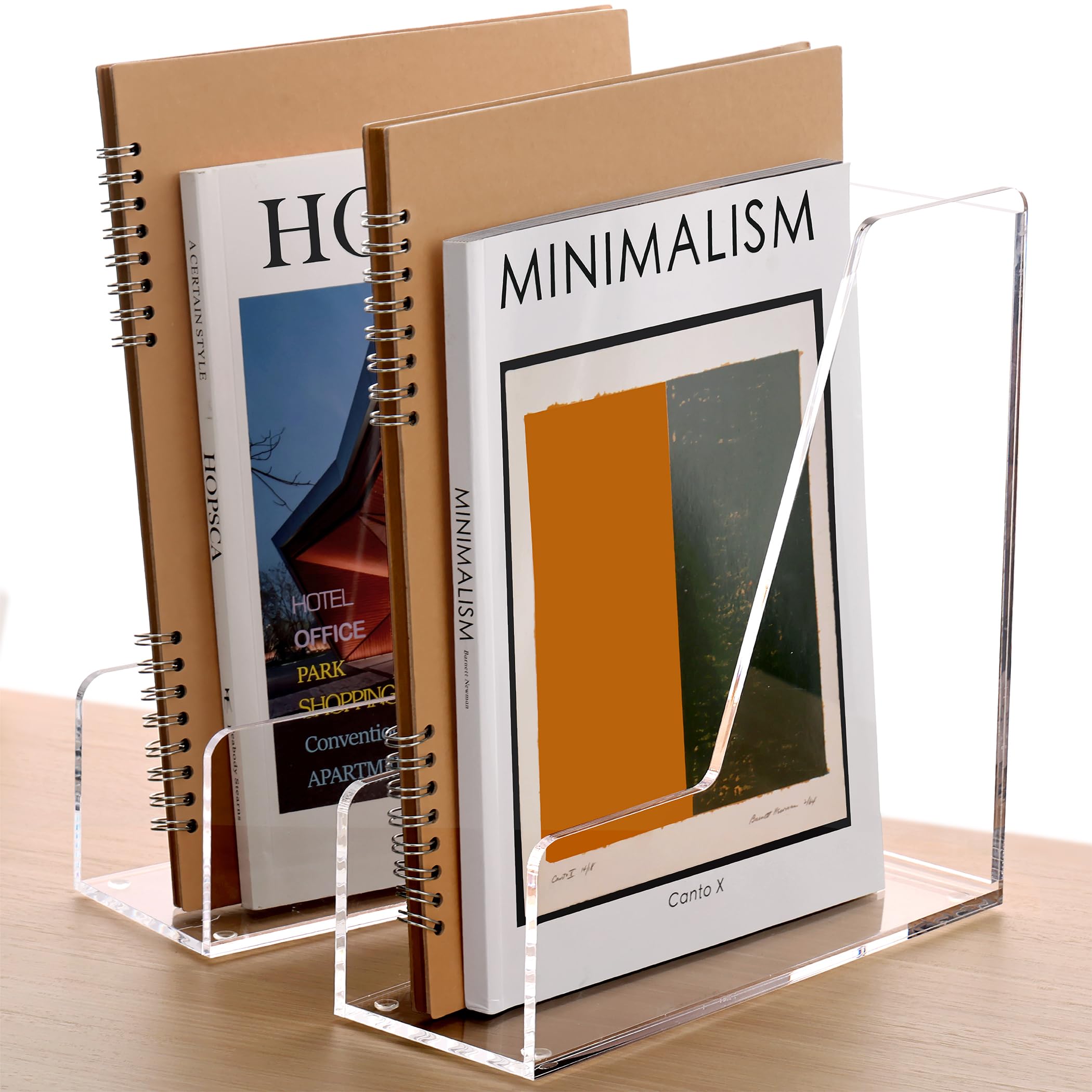 SANRUI 2-Pack Acrylic Magazine File Holder Desk Organizer Magazine Rack, Clear, Vertical File Sorter Holders