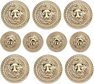 Monrocco 60 Pieces Gold Vintage Antique Metal Blazer Button Lion Head Buttons
