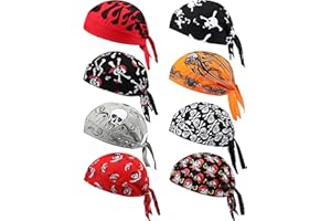 Foaincore 8 Pack Do Rag Skull Caps for Men Sweat Wicking Doo Rags Cooling Helmet Liner Cycling Motorcycle Bandana