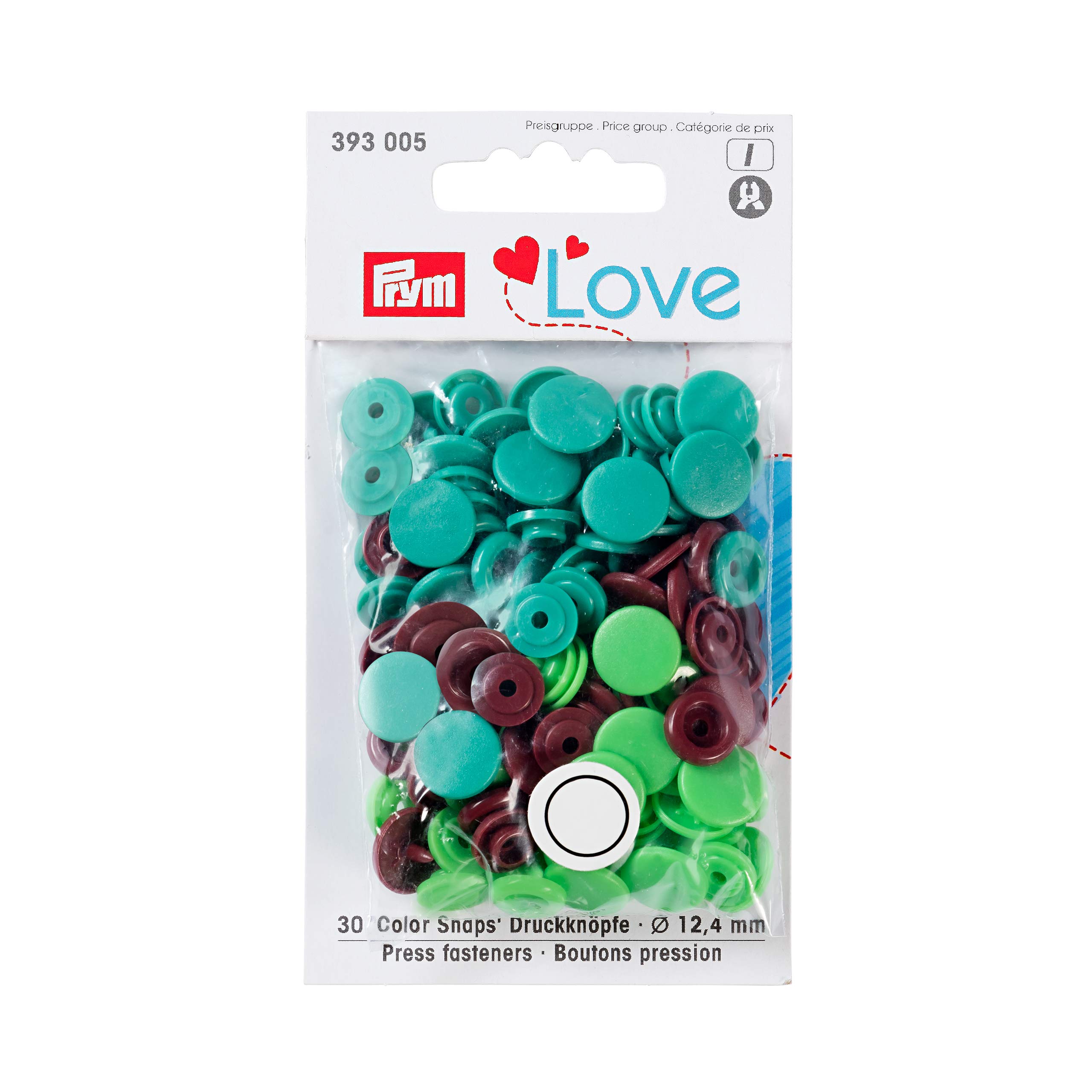 Prym Press Fasteners, Green, Light Green, Brown, One