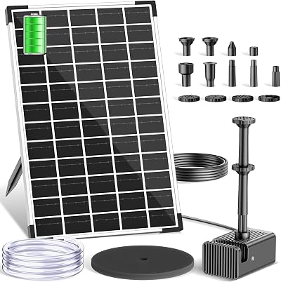 Biling 12W Solar Fountain with Battery Backup 300L/H 10 Nozzles