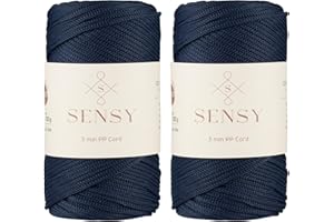 S SENSY Sensy Premium 3mm 131 Yards Polyester Rope 100% Polypropylene Cord Macrame Cord 3mm Crochet Bag Cord Macrame Rope Crochet Thread Gift for Knitter (Navy Blue)