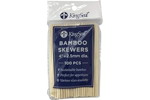 1600 Count | KingSeal Natural Bamboo Wood Grilling Skewers, 4 Inches x 2.5mm Diamter, for Shish Kebabs, BBQ, and Fruit Arrangements, Bulk Pack - 16 Packs x 100 Skewers