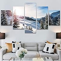 SIGNWIN 5 Panel Canvas Wall Art Modern Art Contemporary Landscape Multicolor Photography Relax/Calm Sky for Home Decorations Ready to Hang - 60