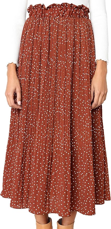 Pamqsen Damen Rock A-Linie - Sommerrock Knielang Mit Hoher Taille Im Boho Style