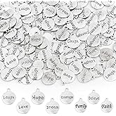 Framendino, 160 Pack Inspirational Message Tag Charms Words Pendants for DIY Jewelry Making Silver 8 Styles