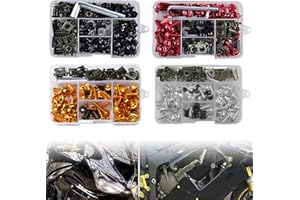 Motorcycle Fairing Bolt Kit, 177pcs M5 M6 Motorcycle Windscreen Screws Colorful Fasteners Fairing Bolts Nut Clips Kit for Kaw