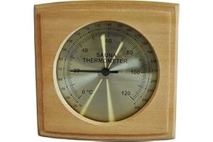 Northern Lights Group Sauna Thermometer: Western Red Cedar Wood Fininsh Dry Steam in Fahrenheit Celsius Wooden Infrared Room F and C