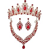 Aimilcall Tiaras Crown And Jewelry Sets for women,Tiaras Earrings and Necklace for Wedding, Birthday,Rhinestone Crystal Bridal Jewelry Sets for Costume Birthday Party Prom(A1)