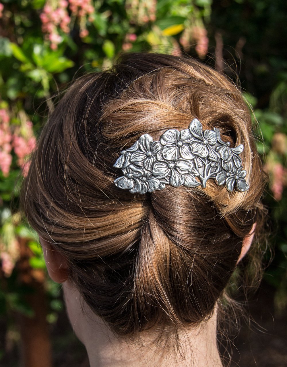 Dogwood Hair Clip, Large Hand Crafted Metal Barrette Made in the USA with an 80mm Imported French Clip by Oberon Design : Beauty