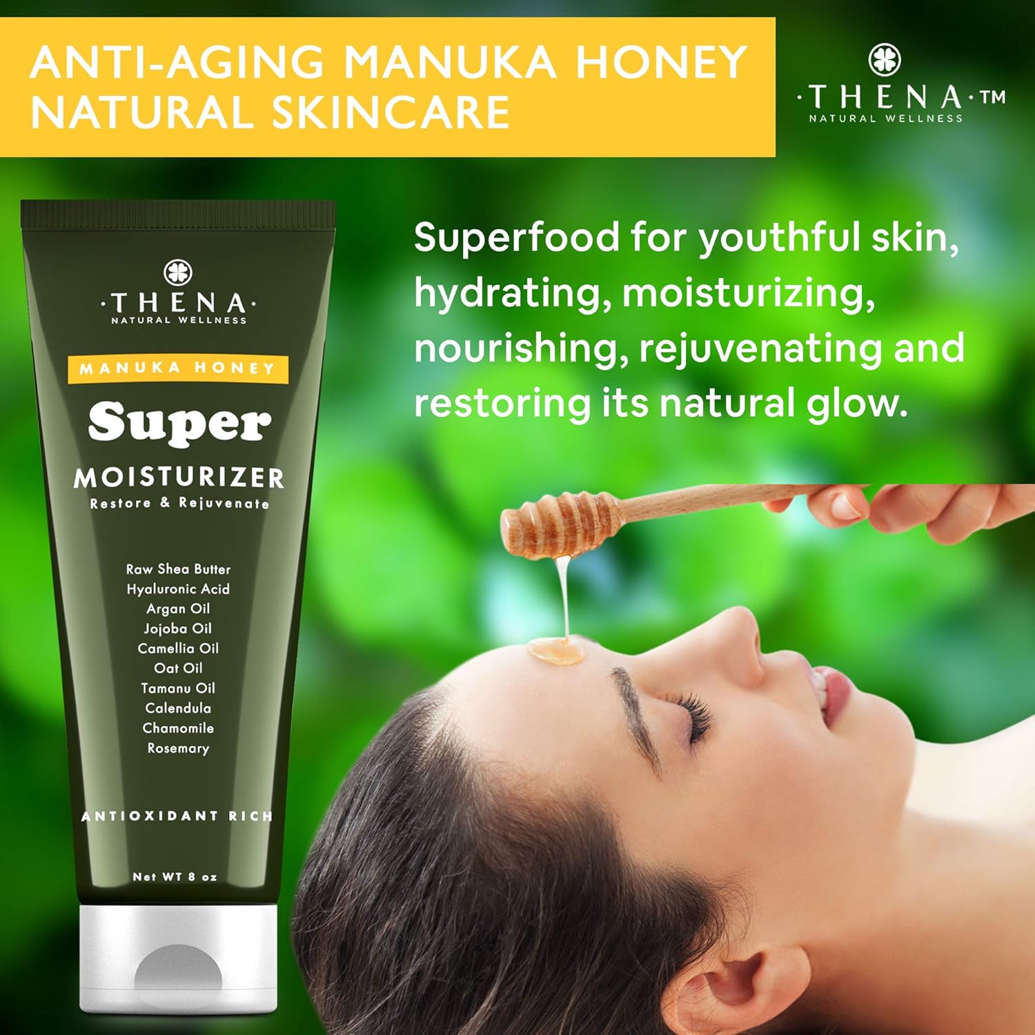 Manuka Honey Cream Organic & Natural Intense Moisturizing Skin Repair Lotion Moisturizer For Body & Hands With Hyaluronic Acid Shea, Paraben Free Best Organic Natural Skin Care Products Women Men : Beauty