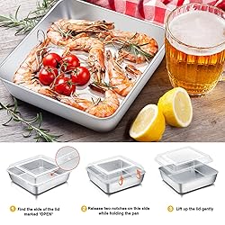 P&P CHEF Square Baking Cake Pan with Lid, Stainless