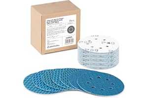 50pcs Diamond Shape 5 Inch Sanding Disc, Revolutionary Patent Assorted 8 Hole Hook and Loop Sanding Discs for Random Disc Sanders & Orbital Sanders (60-400 Grit) by toolant