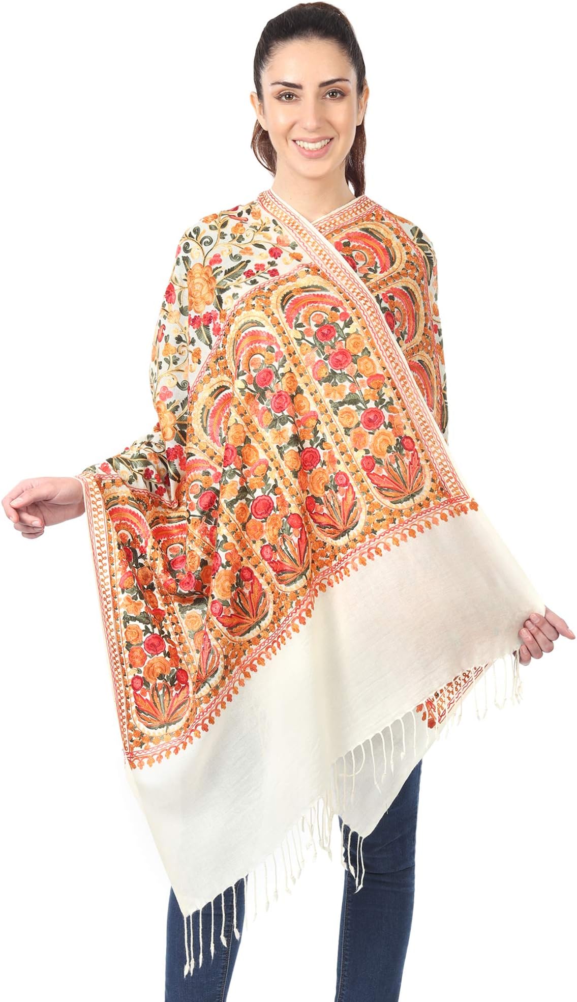 Women's Silky Pashmina Aari Embroidered