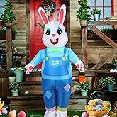 Shappy Inflatable Easter Bunny Costume Adult Blow up Blue Rabbit Costume for Themed Party Funny Outfit Suit