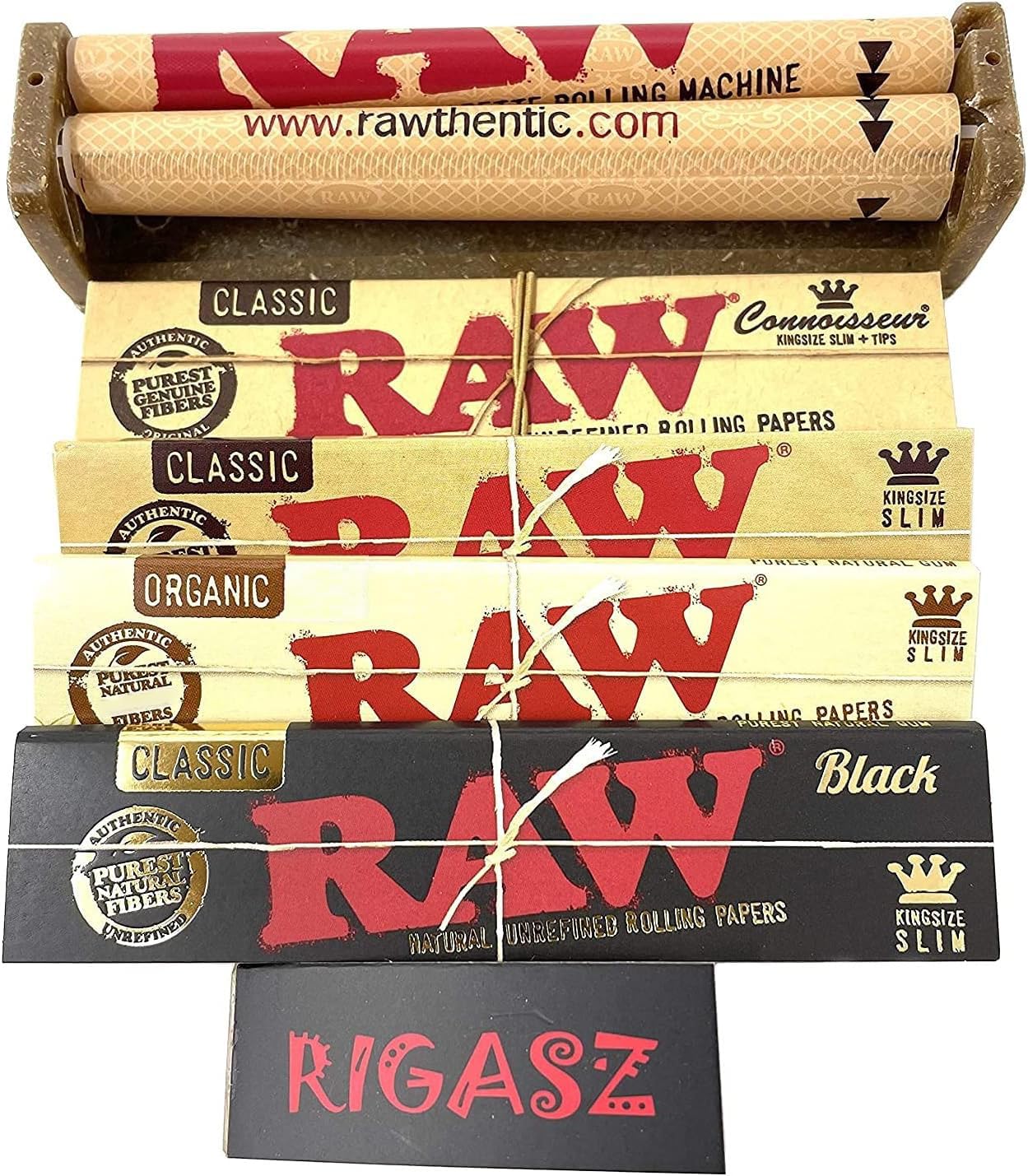 Raw King Size Rolling Machine with Rolling Papers and Tips