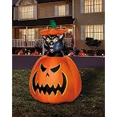 Spirit Halloween 3 Ft 7 In Light-Up Animated Rising Pumpkin Cat Inflatable Decoration, Festive &amp; Fun D&eacute;cor
