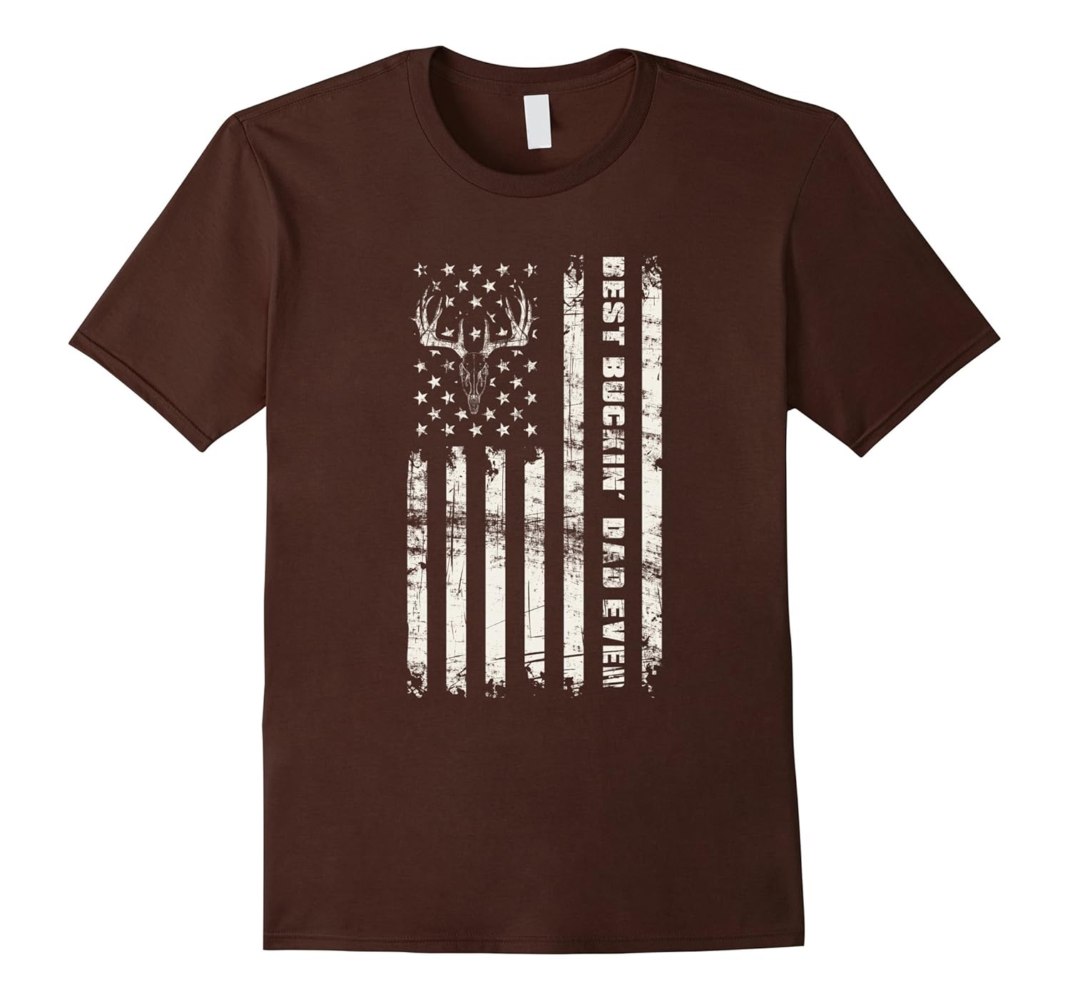 American Flag Best Buckin' Dad Ever Hunter T-Shirt Gift Mens- TPT