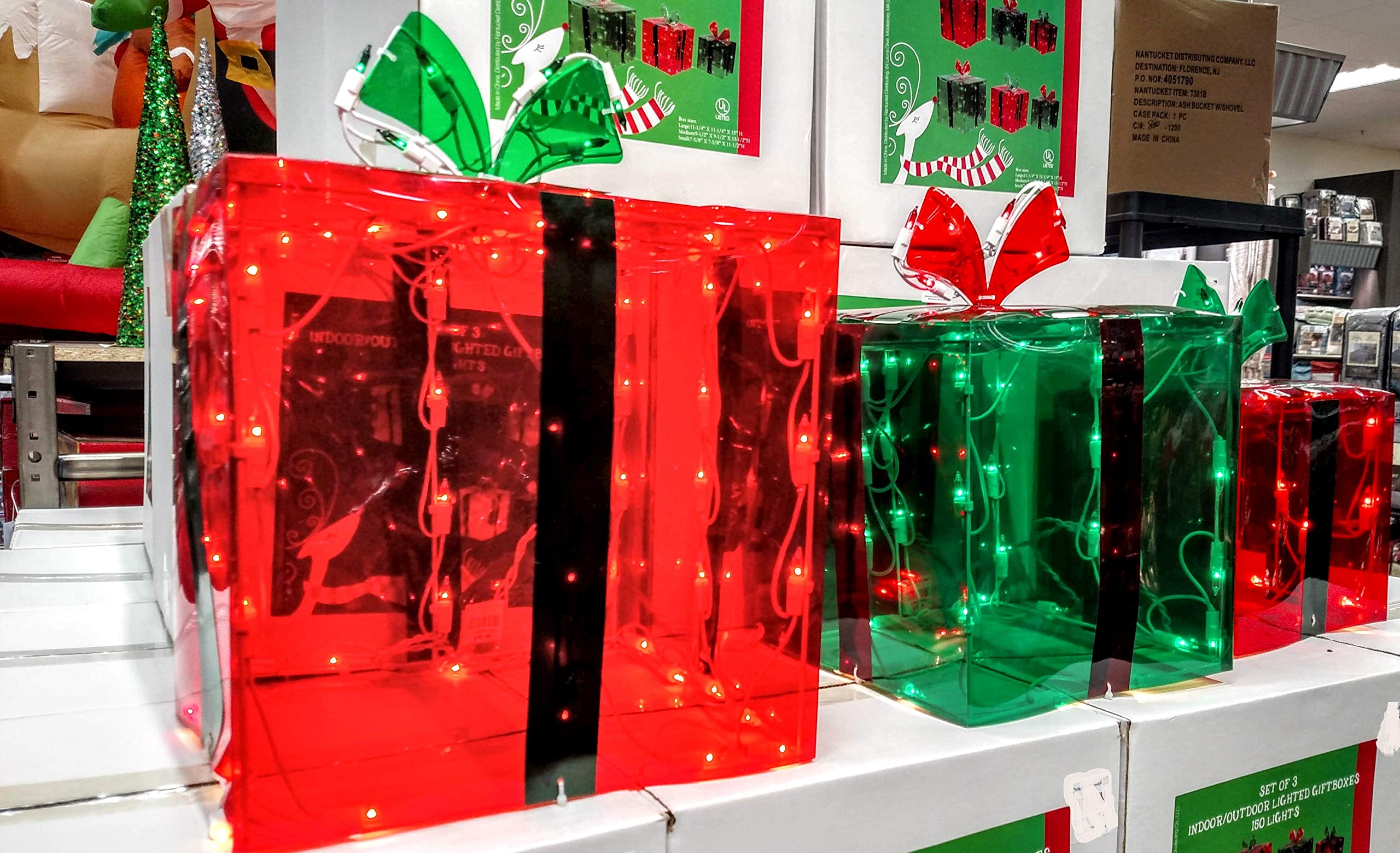 3 Lighted Gift Boxes Christmas Decoration Yard Decor 150 Lights