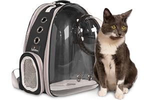 LA LUZ 2021 LALUZ 2021 Cat Backpack Carrier, Ventilated Design for Cats & Small Dogs up to 20lbs, Space Capsule Pet Carrier for Travel, Hiking, Camping, Airline Approved