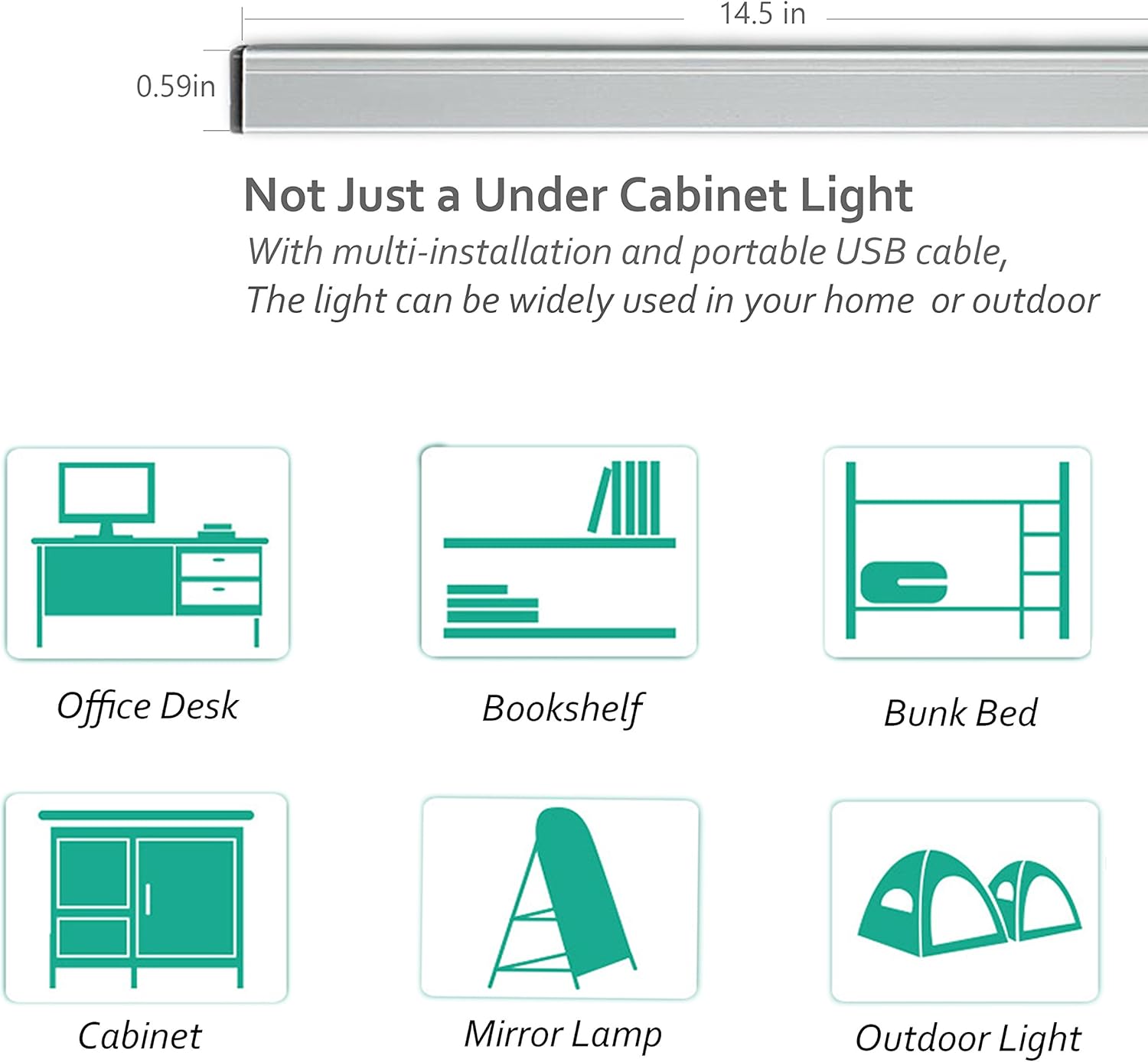 LED Under Cabinet Lighting Bar Built-in Magnets, Dimmable, 3 Color Temperature, 14.5 inches, USB Powered Counter Lighting Bar, LED Closet Light. (with UL Plug): Home Improvement