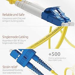 BEYONDTECH LC to SC Fiber Patch Cable Single Mode