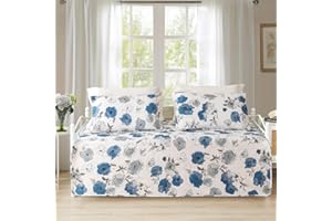 HAILEA 3 Piece Twin Size Daybed Cover SetPlaid Daybed Bedding Sets Blue Yellow DayBed Cover Plaid Patchwork Bedspread Coverlet for Twin Bed with 2 Standard Shams,39"x75"