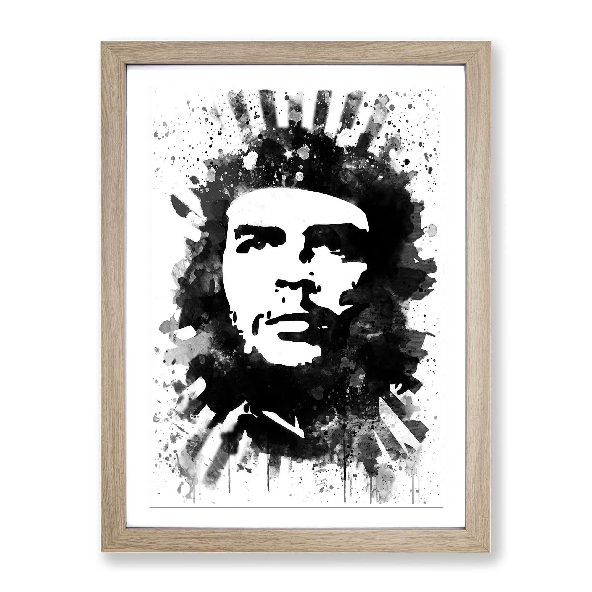 Che Guevara V4 Modern Framed Wall Art Print, Ready to Hang Picture for Living Room Bedroom Home Office Décor, Oak A4 (34 x 25 cm)