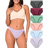 BAMBOO COOL Women's Bikini High Cut Lace Underwear for Women Breathable Moisture-Wicking Ladies Panties, 6-Pack