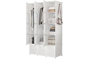 JOISCOPE Portable Closet for Hanging Clothes, Combination Armoire, Modular Cabinet for Space Saving, Ideal Storage Organizer Cube for Books, Toys, 15 Cubes