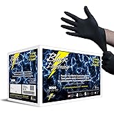 Black Lightning Nitrile Gloves 6 Mil, Disposable Powder-Free Exam & Work Gloves, Heavy Duty Chemical Resistant, Food Safe, Medical & Mechanic Gloves, Black, Extra Large, 1000 Count