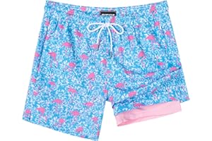 SURF CUZ Mens Swim Trunks with Compression Liner Swimming Trunks 5 Inch Bathing Suit Quick Dry Swim Shorts